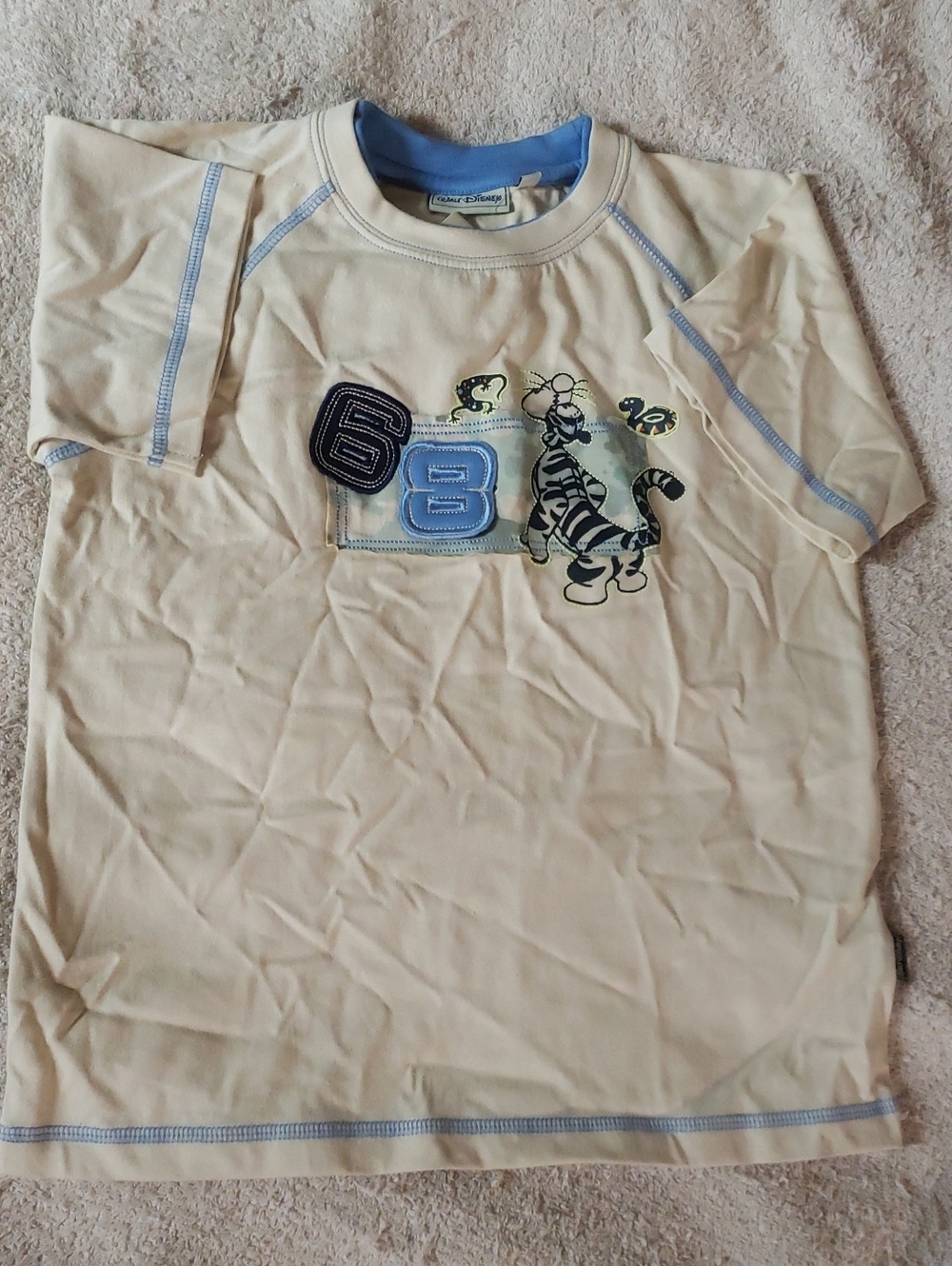 Tigger - Cream Short-Sleeve Top with Blue Trim